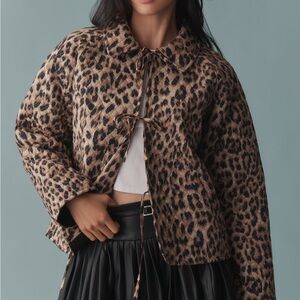 Anthropologie Brown Leopard Teddy Jacket